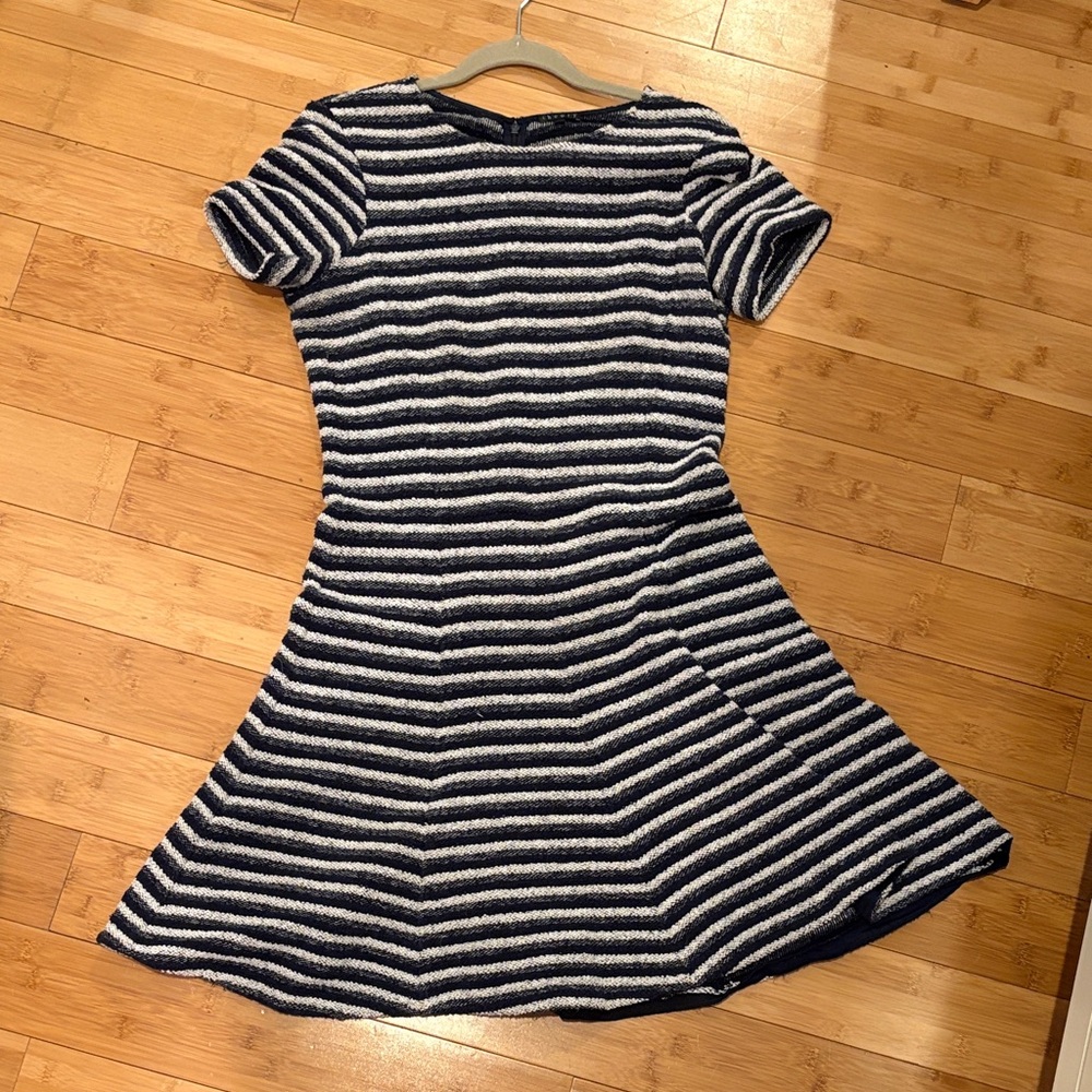 Theory Navy and White Striped Mini Dress